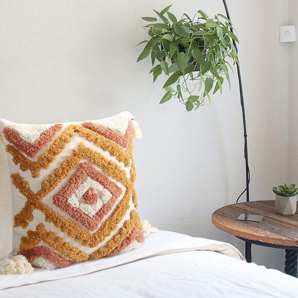 Pink/Orange Tassel Throw Pillow Covers 18x18, 12x20 Woven Tufted Living Room/Bed - Picture 10 of 16